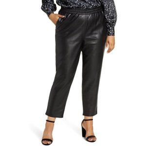 Eloquii Black Faux Leather Joggers